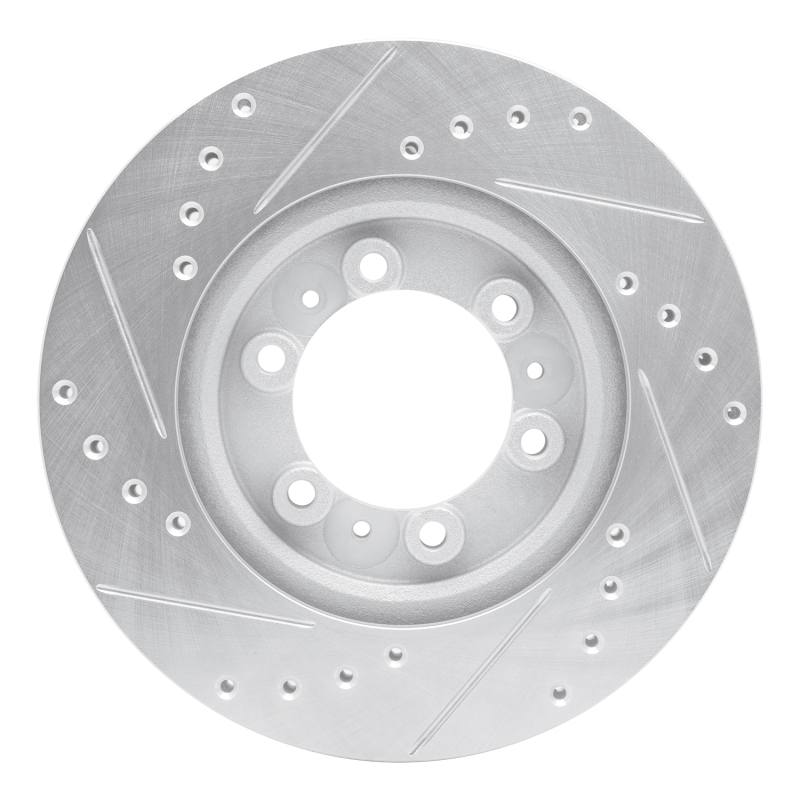 Acura SLX Brake Rotor (1) - Front Right - R1 Concepts - Drilled & Slotted - Silver - `92-`02